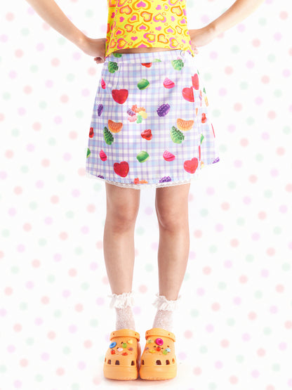 Fruits Candy Lace Plaid Skirt