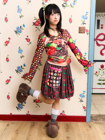 Fruits Strawberry Chocolate Balloon Skirt