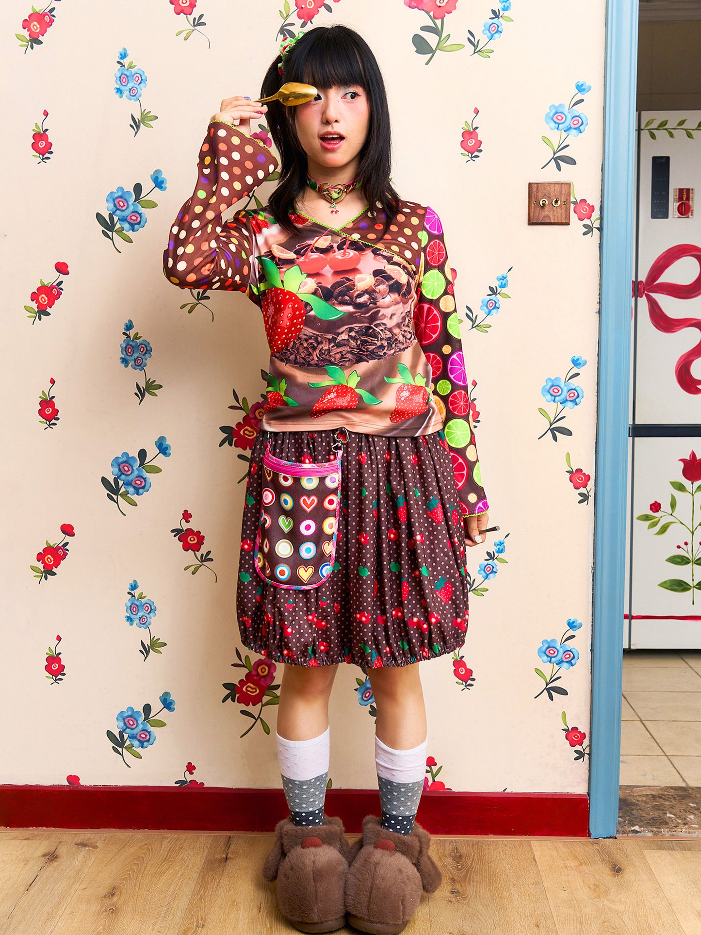 Fruits Strawberry Chocolate Balloon Skirt