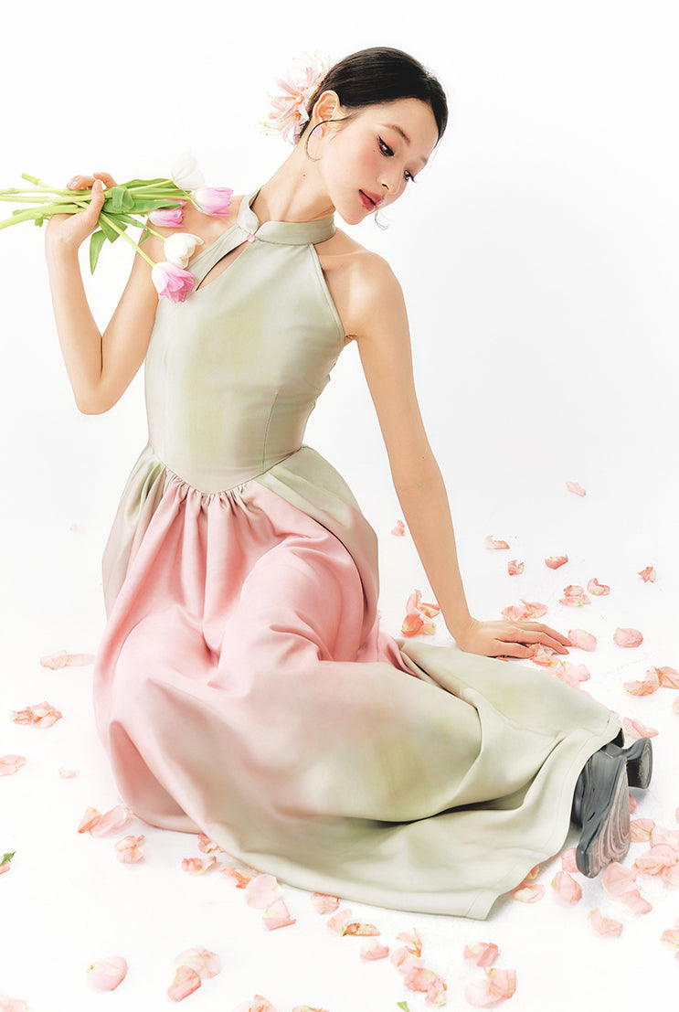 Gradient Tulip Cheongsam Dress