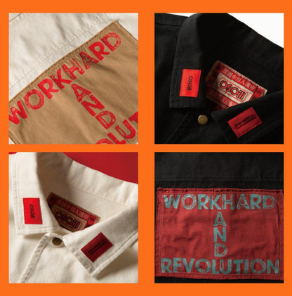 OSCill Labourer Collar Work Hard and Revolution Jacket