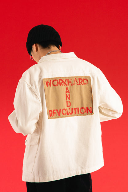 OSCill Labourer Collar Work Hard and Revolution Jacket