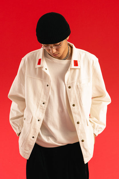 OSCill Labourer Collar Work Hard and Revolution Jacket
