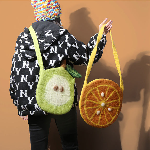 Pear Handmade Wool Felt Bag