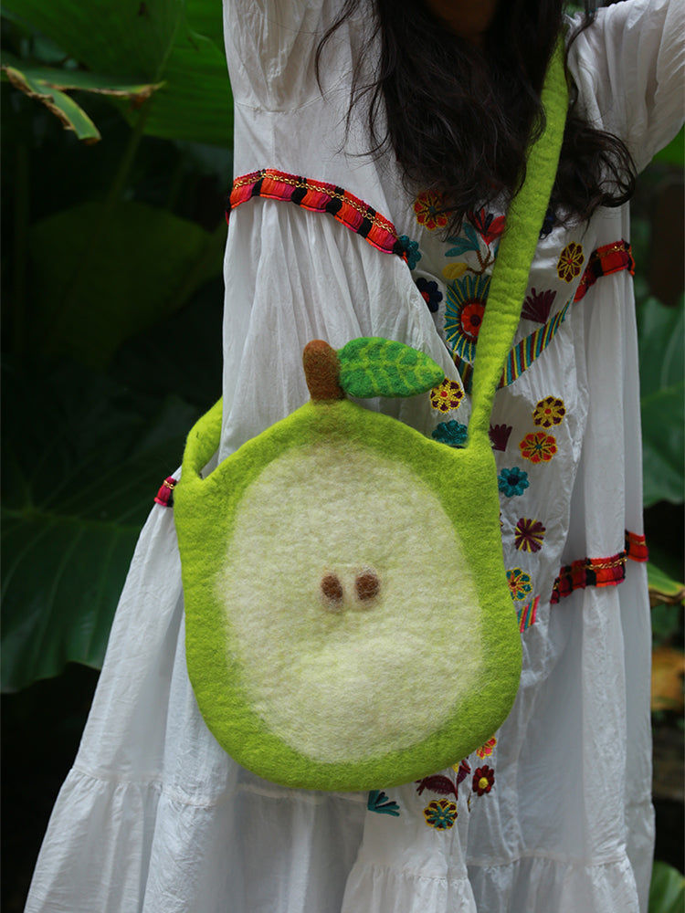 Pear Handmade Wool Felt Bag