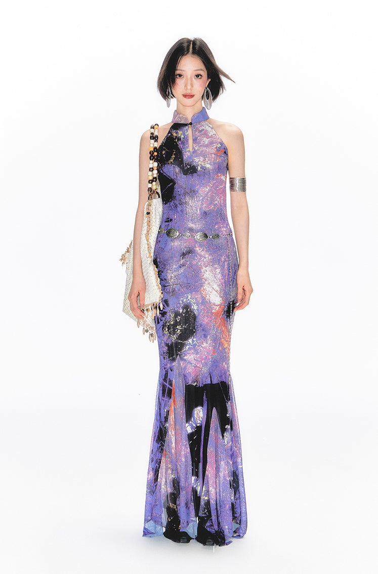 Shimmer Pond Fishtail Cheongsam Dress