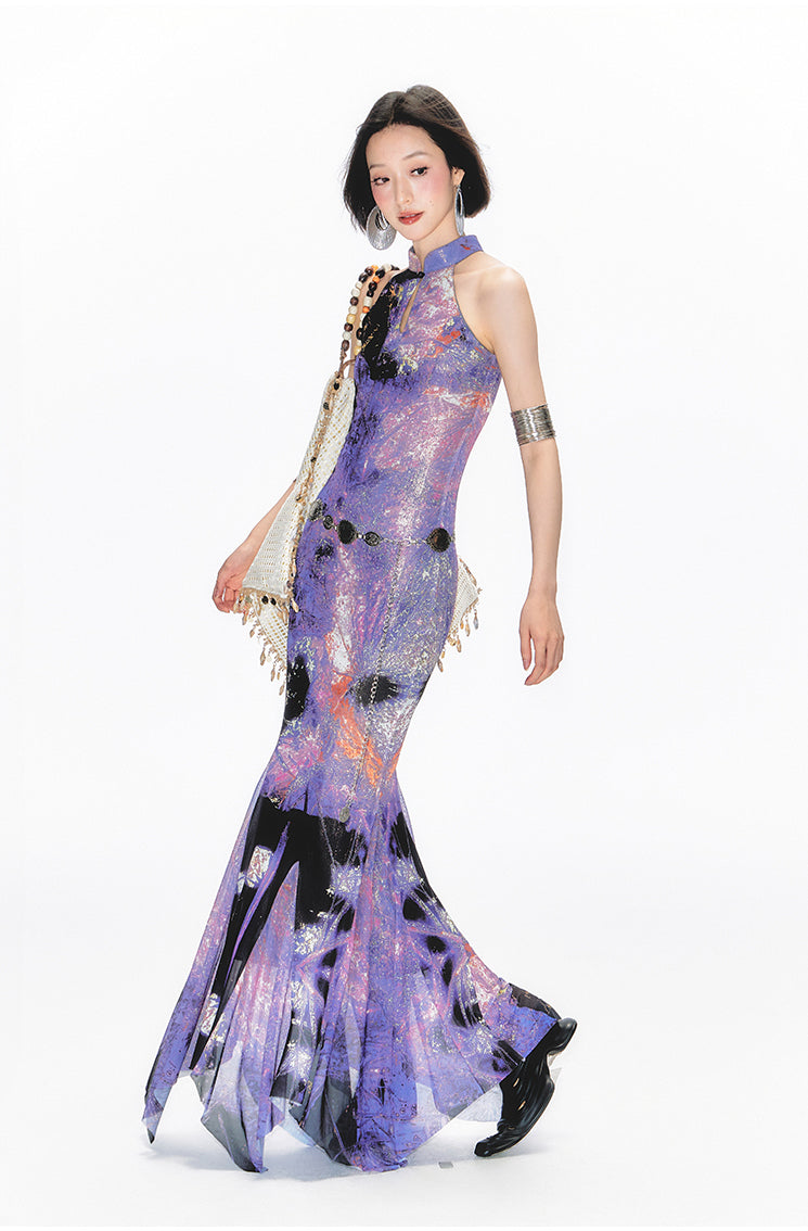 Shimmer Pond Fishtail Cheongsam Dress