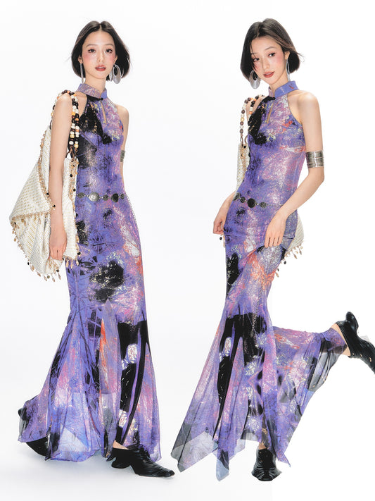 Shimmer Pond Fishtail Cheongsam Dress