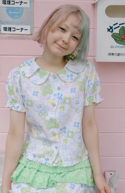 Clover Puff Sleeve Shojo Shirt