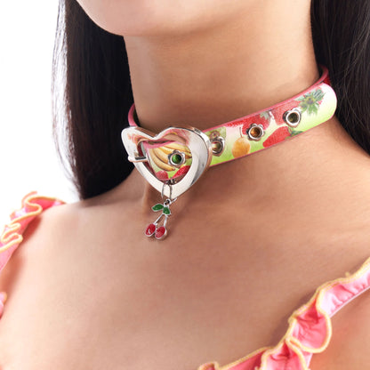 Fruits Cherry Vegan Leather Choker