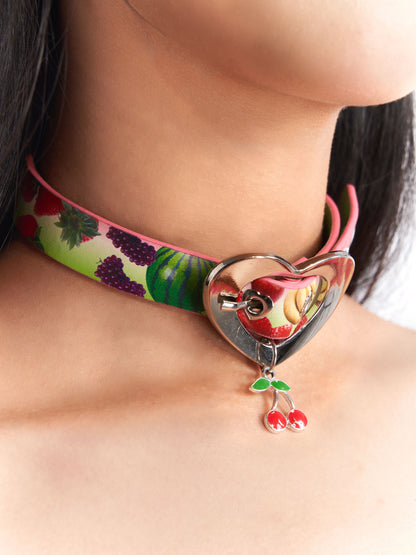 Fruits Cherry Vegan Leather Choker