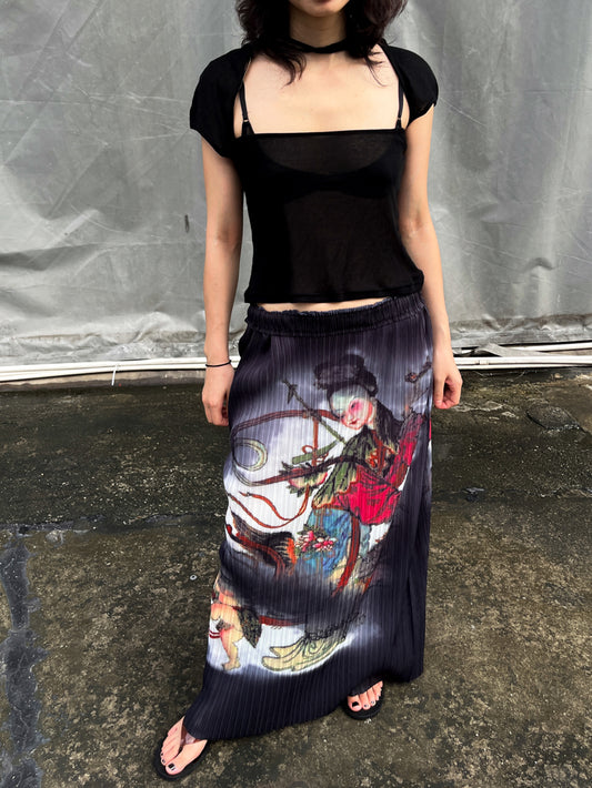 Court Lady Pleated Maxi Skirt