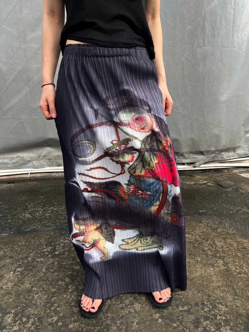 Court Lady Pleated Maxi Skirt