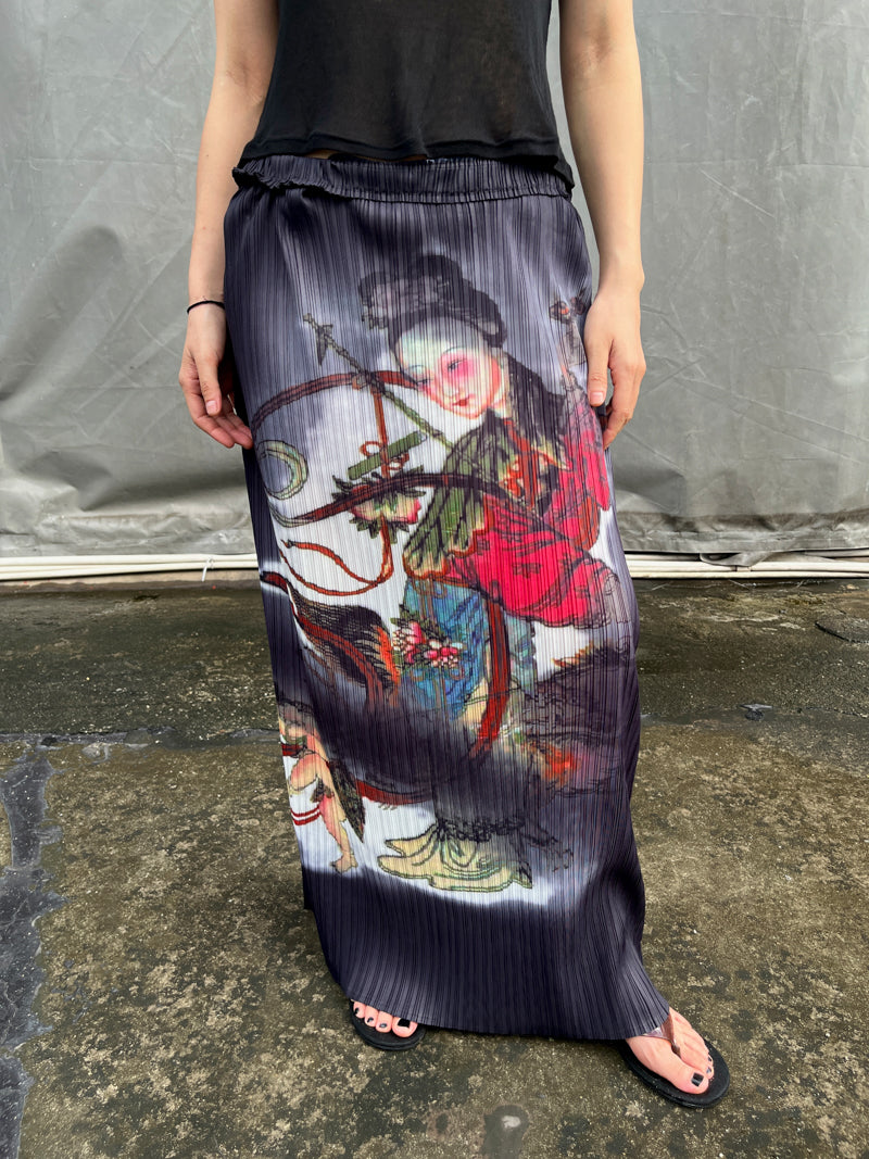 Court Lady Pleated Maxi Skirt