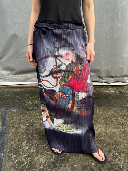 Court Lady Pleated Maxi Skirt