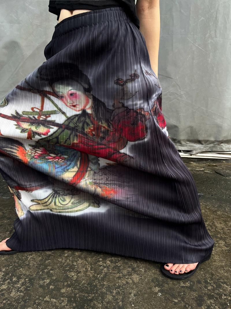 Court Lady Pleated Maxi Skirt