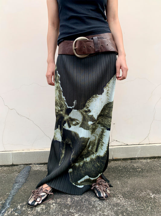 Moss Pleated Maxi Skirt