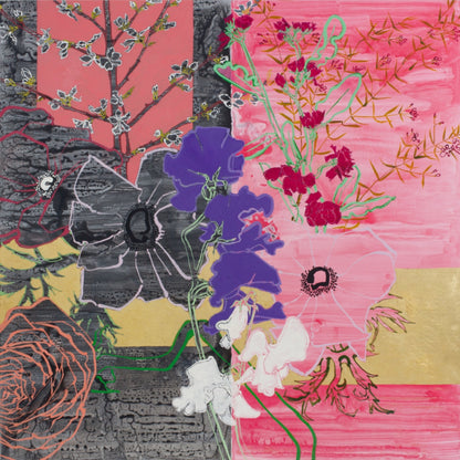 Anemone Bouquet Floral Shimmer Cheongsam Dress