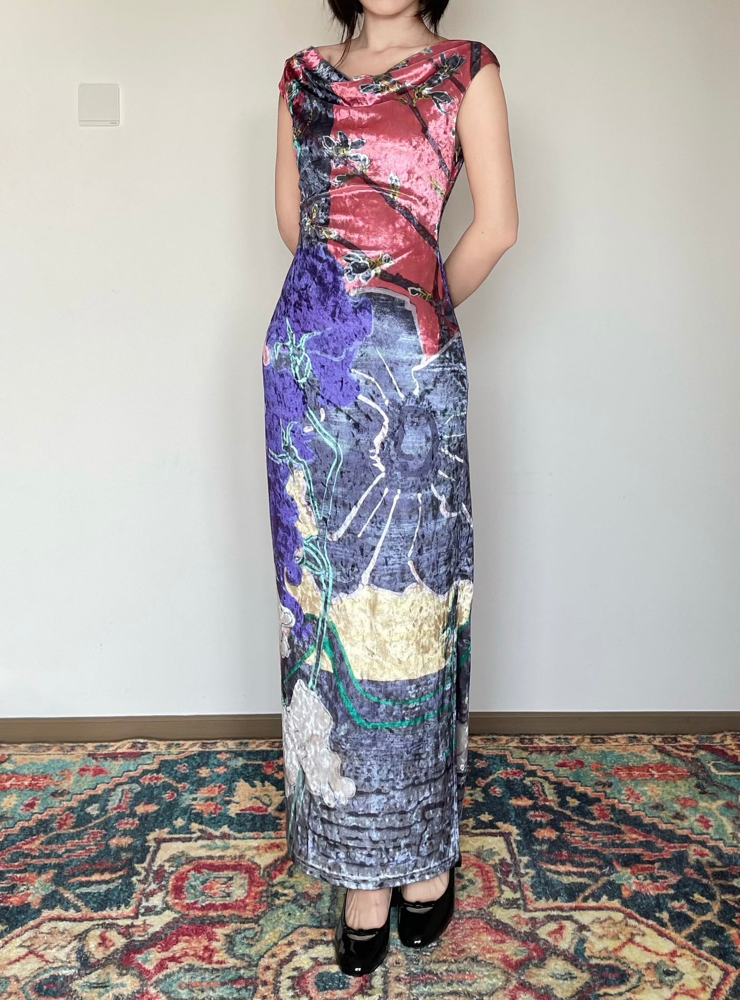 Anemone Bouquet Floral Shimmer Cheongsam Dress