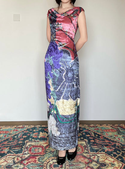 Anemone Bouquet Floral Shimmer Cheongsam Dress