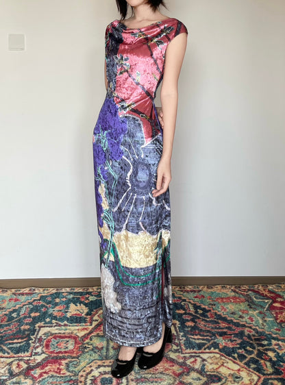 Anemone Bouquet Floral Shimmer Cheongsam Dress