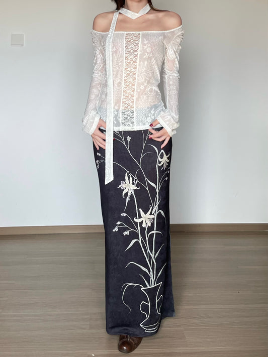 Lily Floral Shimmer Skirt