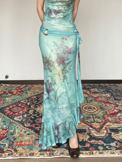 Lily Shimmer Mesh Fishtail Maxi Skirt