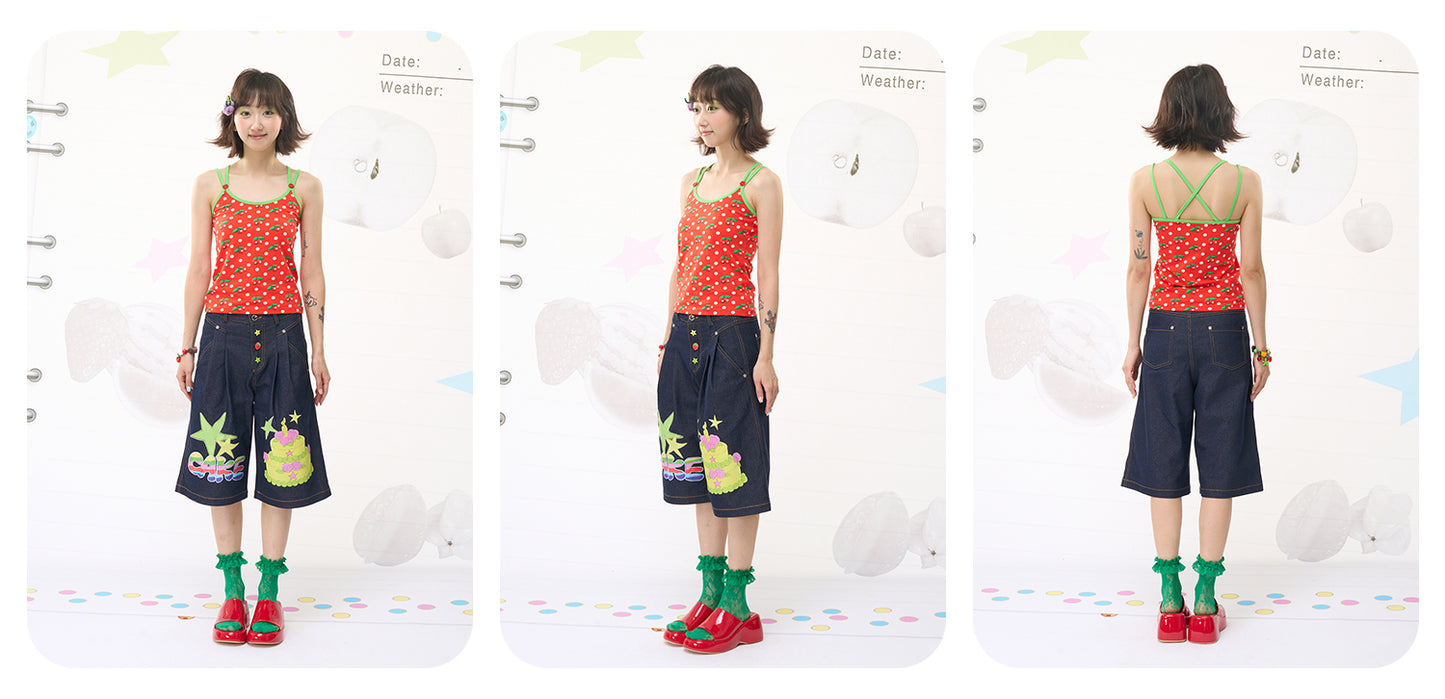 Harajuku Cherry Polka Cami Top
