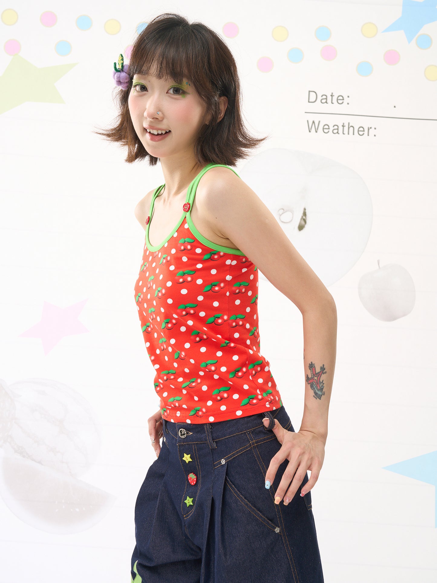 Harajuku Cherry Polka Cami Top
