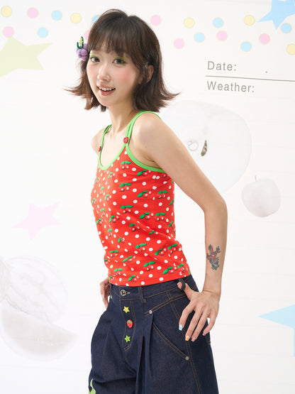 Harajuku Cherry Polka Cami Top