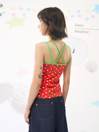 Harajuku Cherry Polka Cami Top