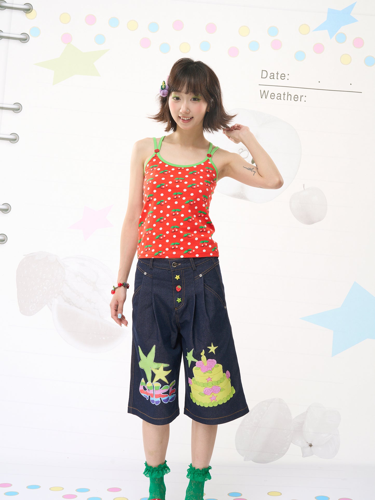 Harajuku Cherry Polka Cami Top