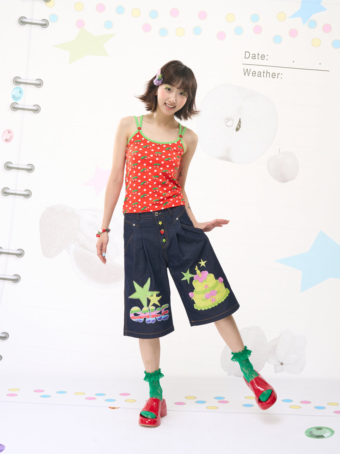 Harajuku Cherry Polka Cami Top