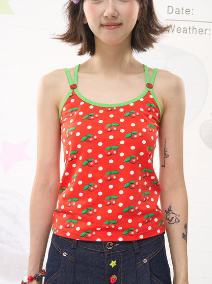 Harajuku Cherry Polka Cami Top
