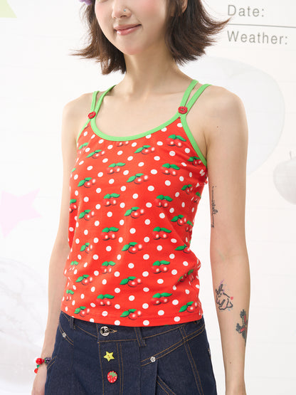 Harajuku Cherry Polka Cami Top