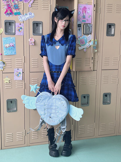 Kawaii Plaid Heart Dress