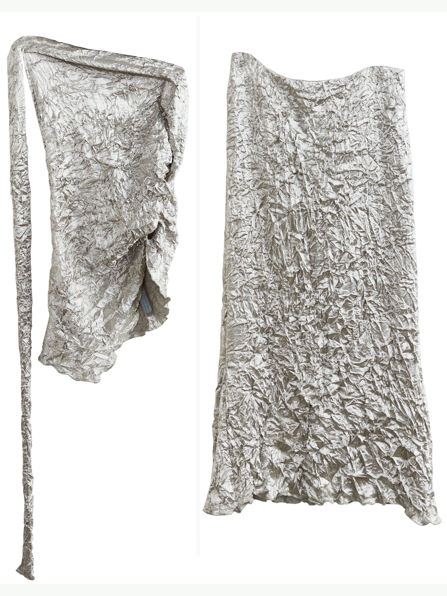 Metallic Fold Top and Skirt Set