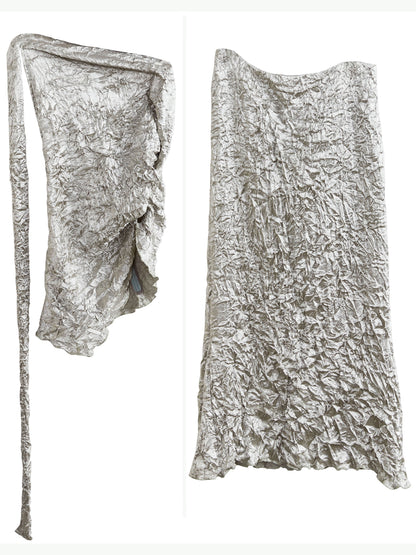 Metallic Fold Top and Skirt Set
