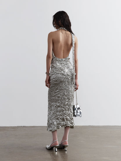 Metallic Fold Top and Skirt Set