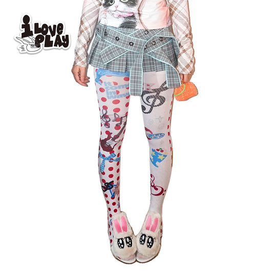 Music Note Polka Dots Tights