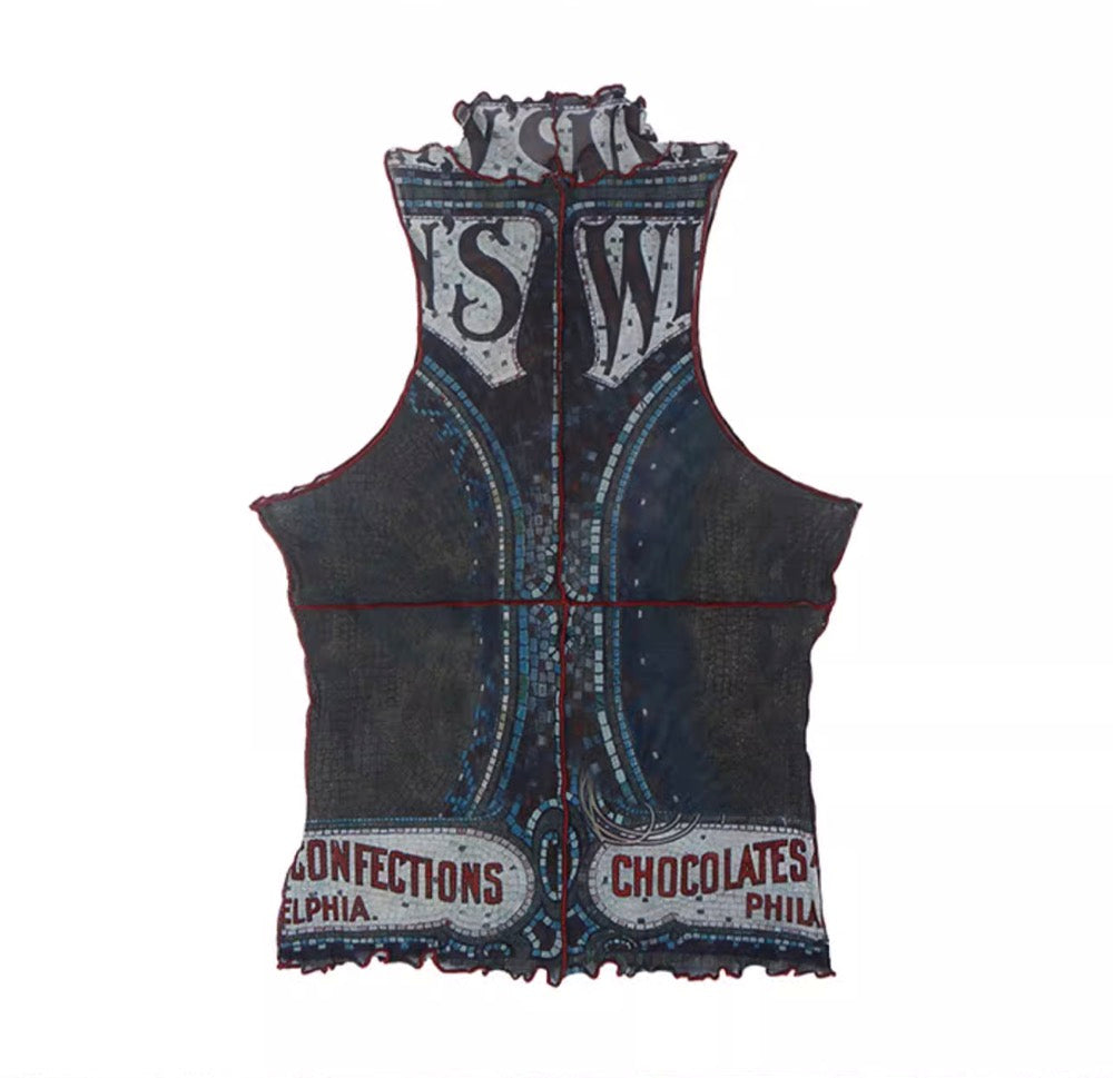 Art Nouveau Mesh Tank Top