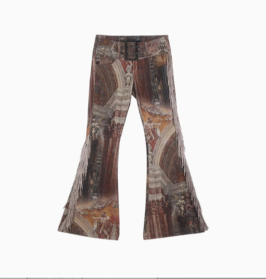 Goth Medieval Tassels Flared Trousers