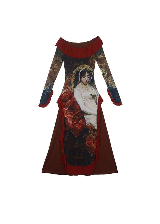 Medieval Off-Shoulder Portrait Maxi Dress