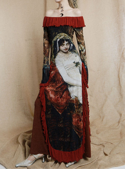 Medieval Off-Shoulder Portrait Maxi Dress