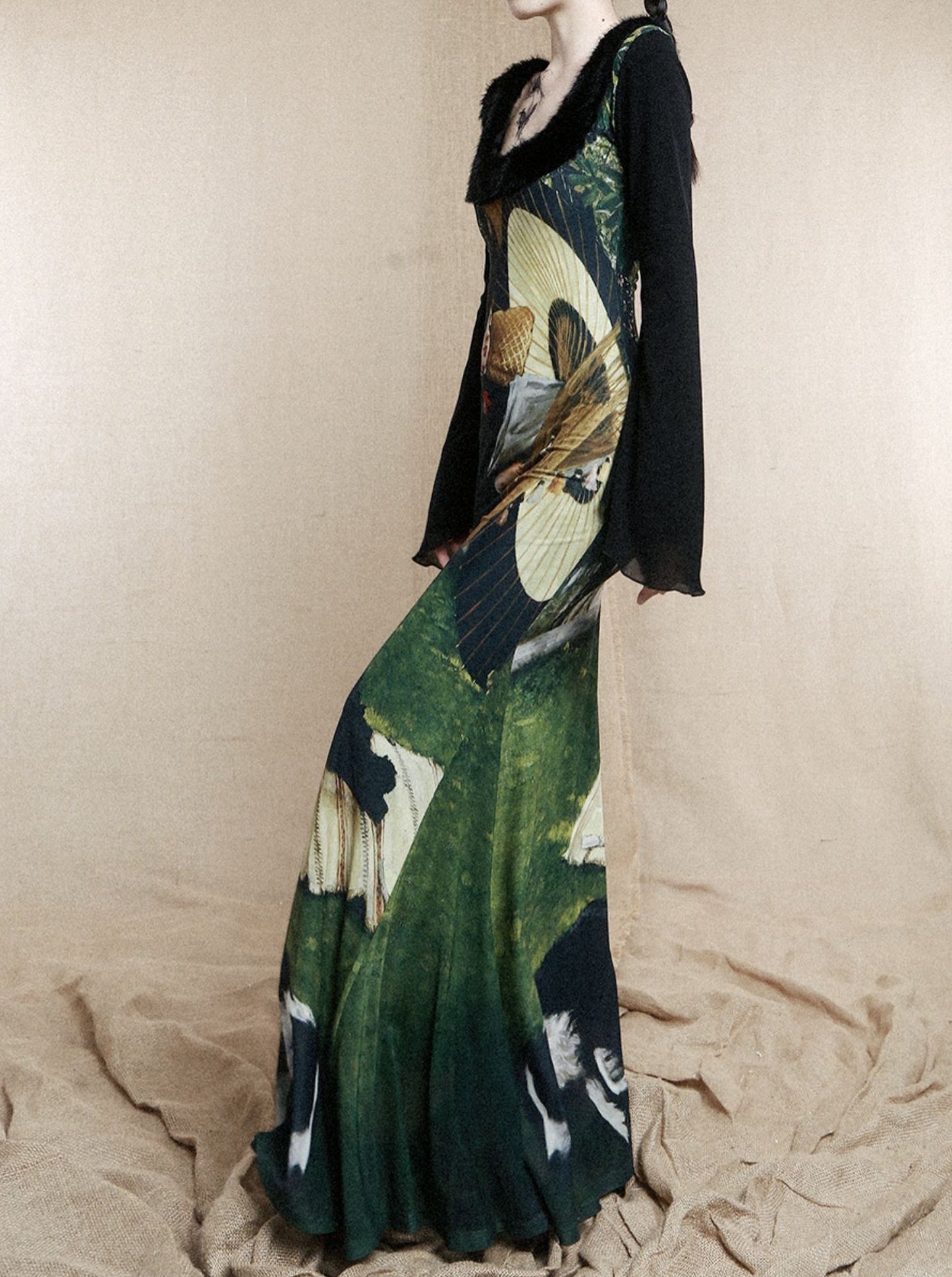 Romanticism Oil Painting Fishtail Maxi Dress