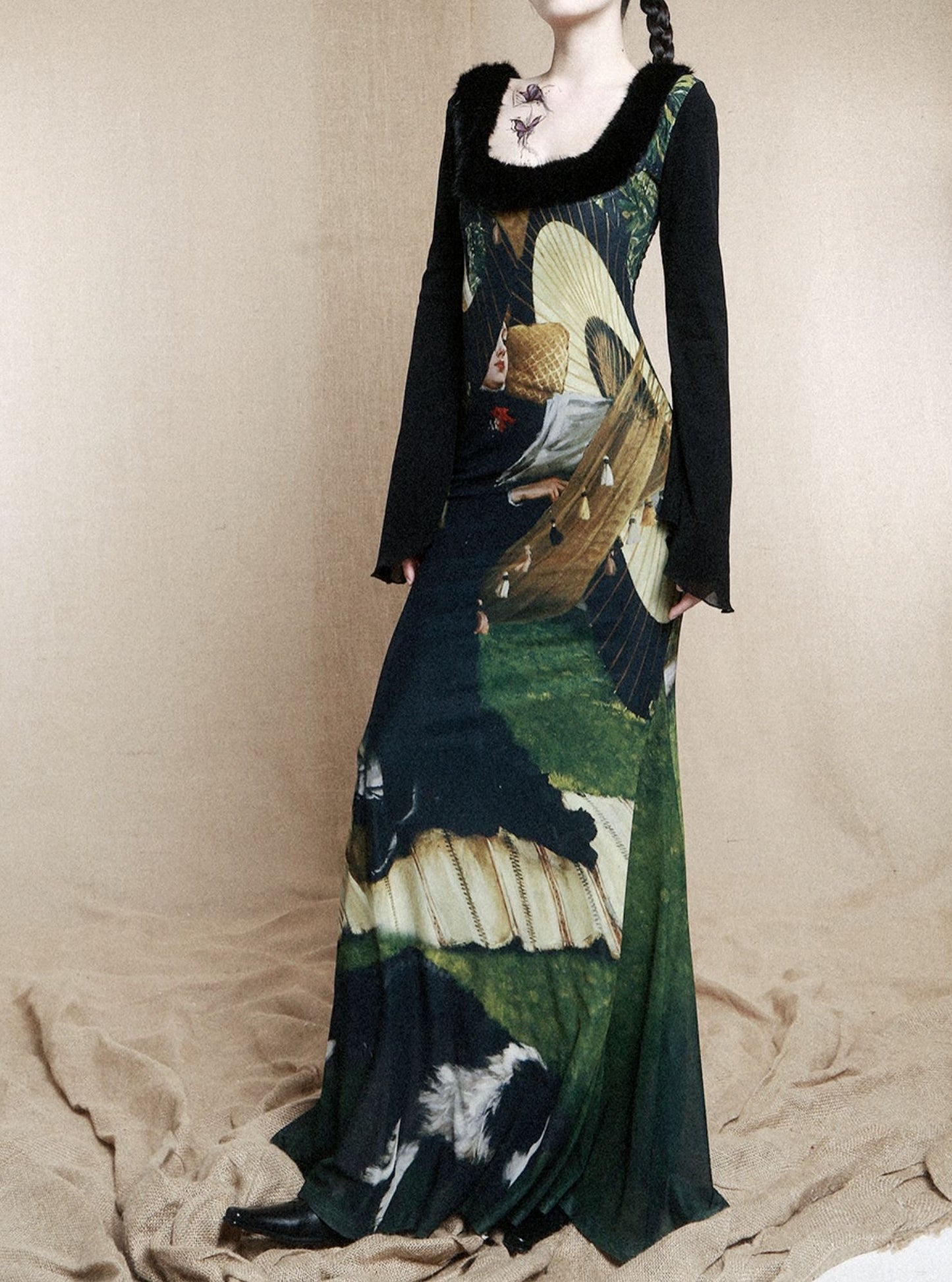 Romanticism Oil Painting Fishtail Maxi Dress