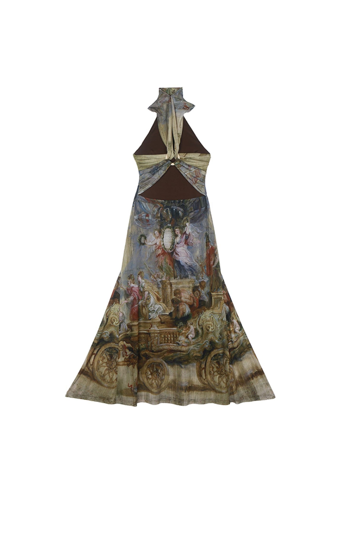 Romanticism Oil Painting Halter Maxi Dress