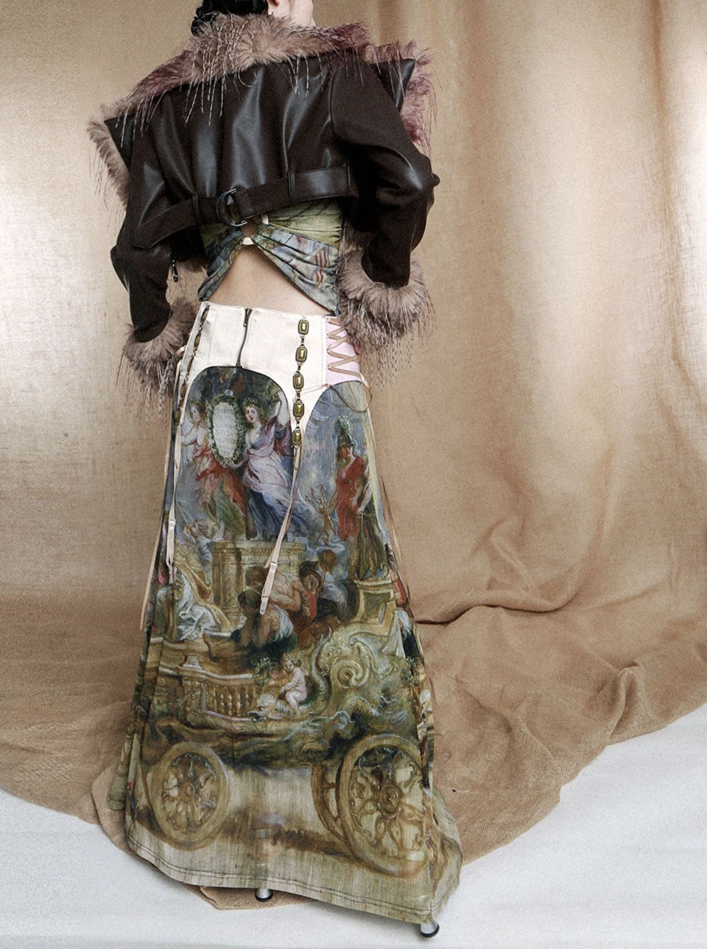 Romanticism Oil Painting Halter Maxi Dress