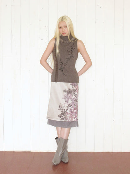 Calla Lily Embroidered Fur Tank Top