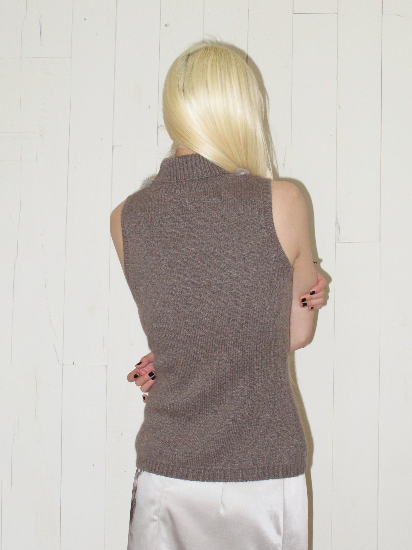 Calla Lily Embroidered Fur Tank Top